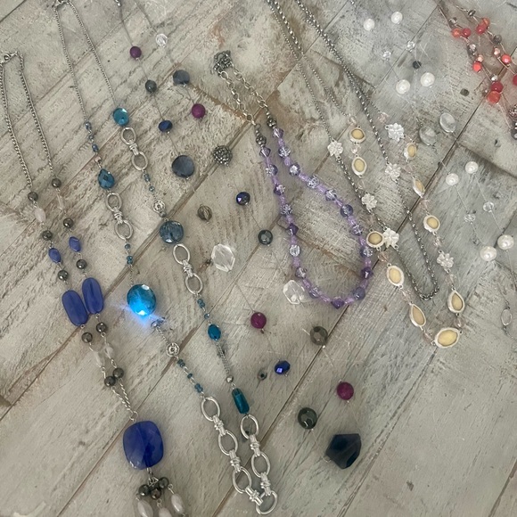 Vintage Jewel Necklace Bundle Silver Beads Jewels Statement Pieces - Picture 2 of 10
